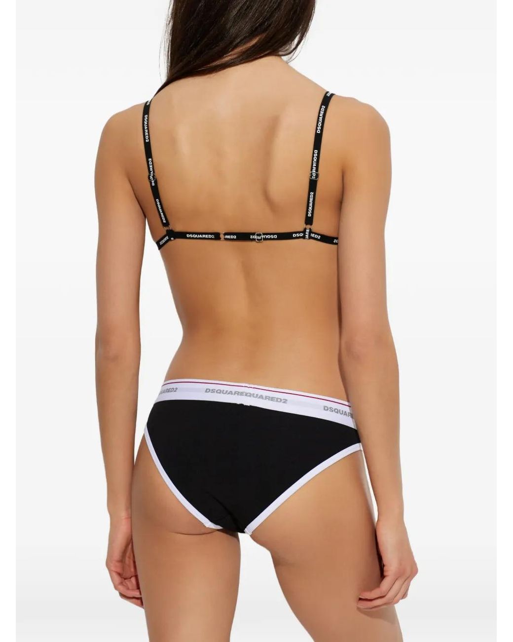 DSquared² Black Logo-Print Triangle Bra