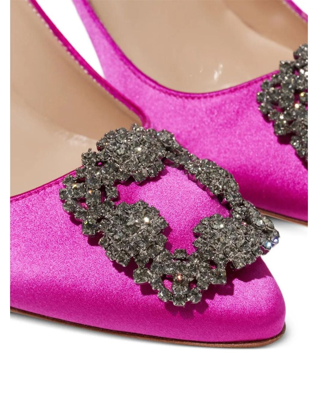 Manolo Blahnik Pink Hangisi 90 Crystal-Buckle Pumps