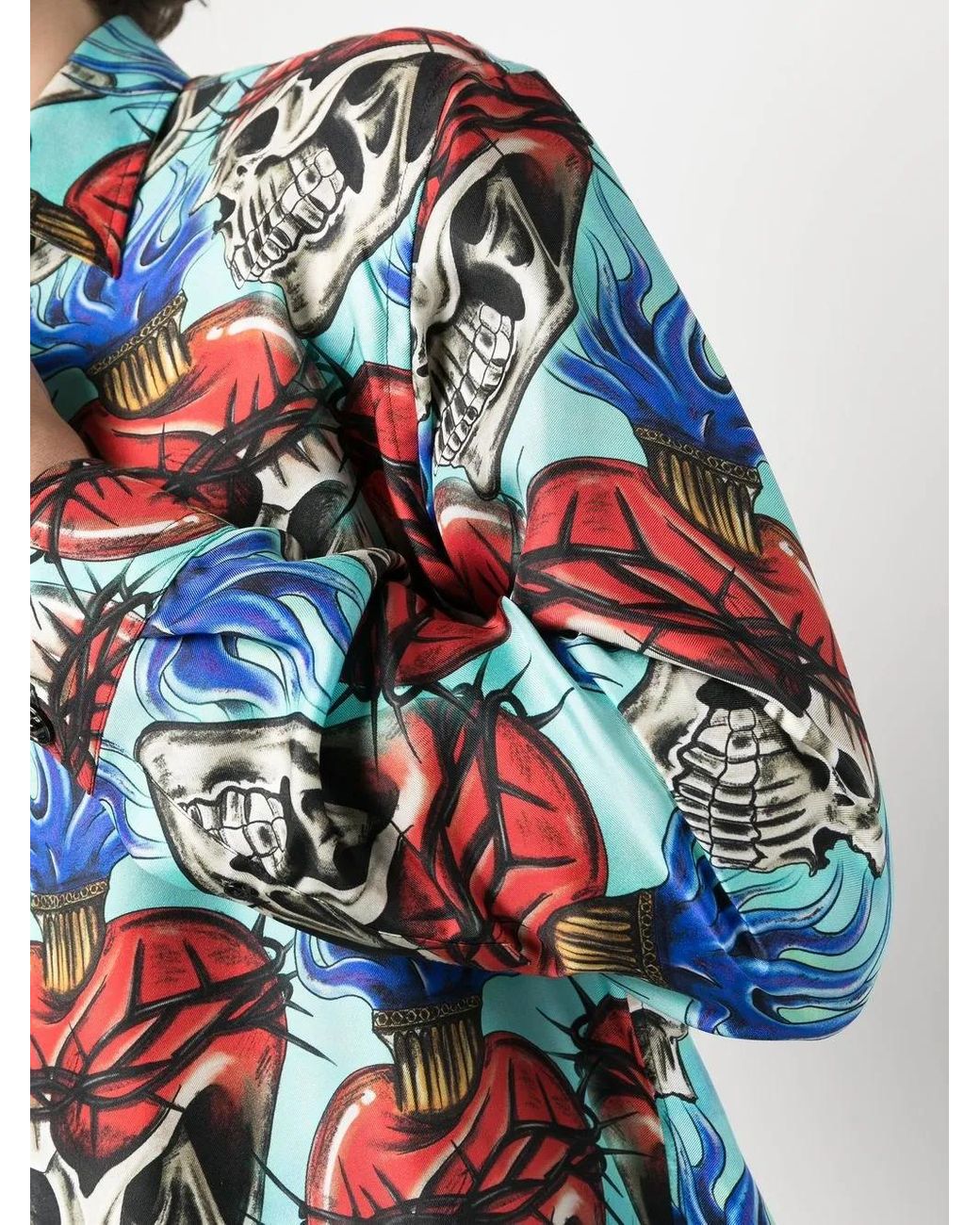Philipp Plein Blue Skull-Print Shirt for men