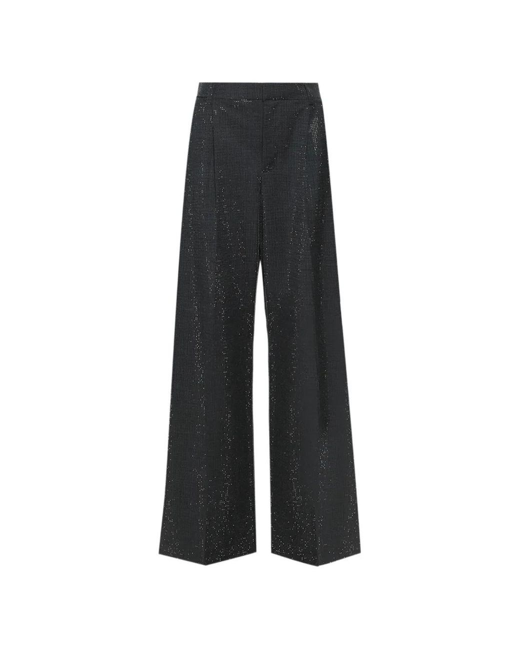 Alexander Wang Black Crystal Hotfix Wool Mohair Tailored Pants