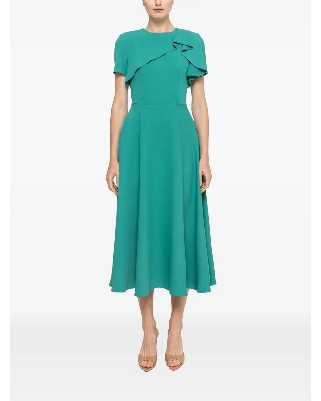 Nissa Green A-Line Midi Dress