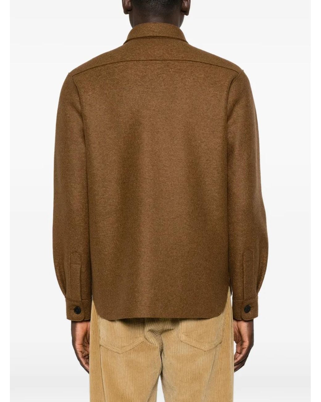 Harris Wharf London Brown Button-Up Virgin-Wool Jacket for men