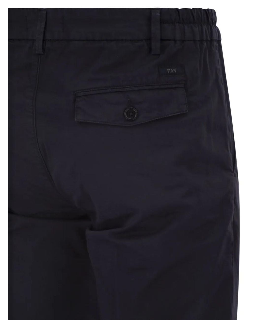 Fay Blue Pleated Turned-Up Trousers for men