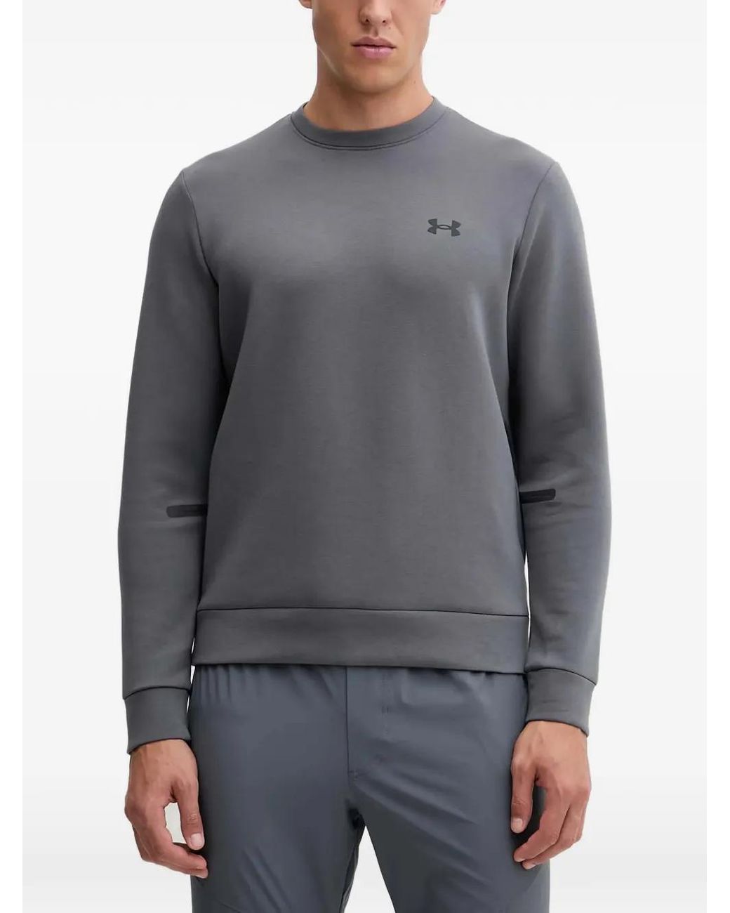 Under Armour Gray Logo-Print Crew-Neck Sweater for men