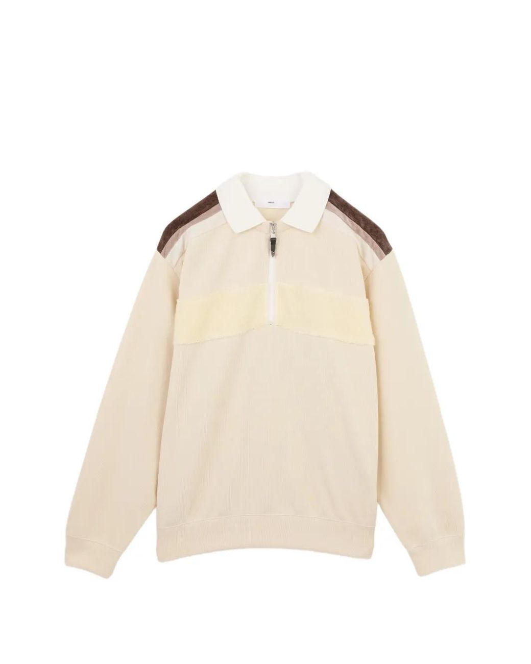 Toga Natural Panelled Zip-Up T-Shirt for men