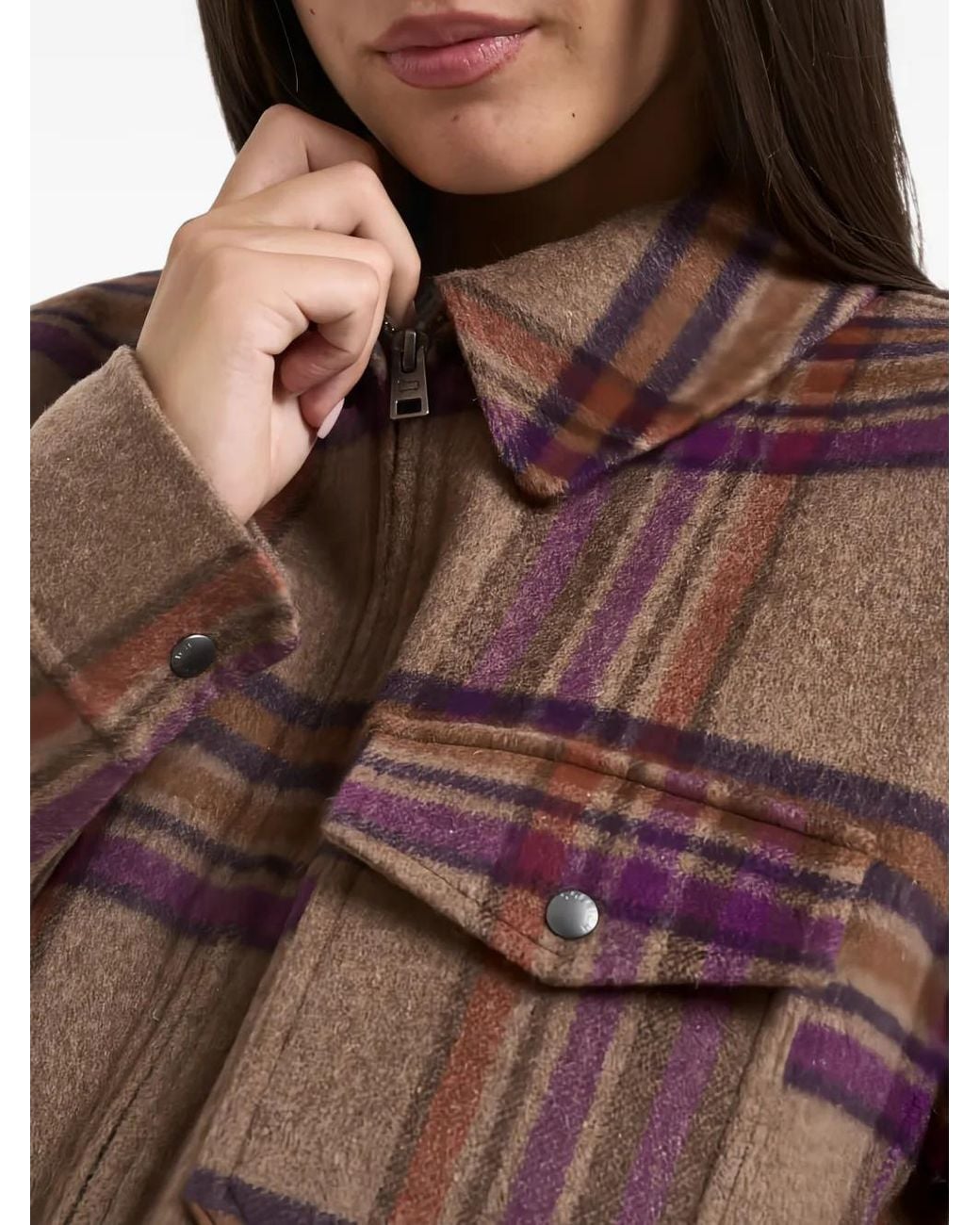 Woolrich Red Check-Pattern Zip-Up Jacket