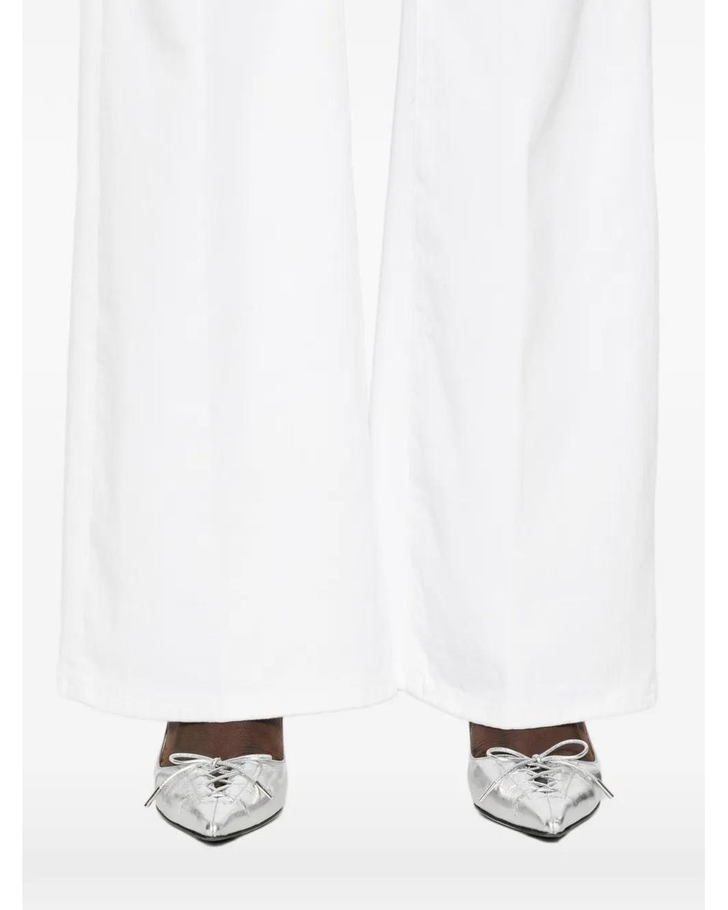 Dondup White Jean À Passants De Ceinture