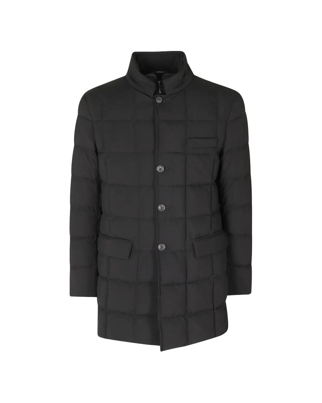 Fay Black Manteau À Design Matelassé for men