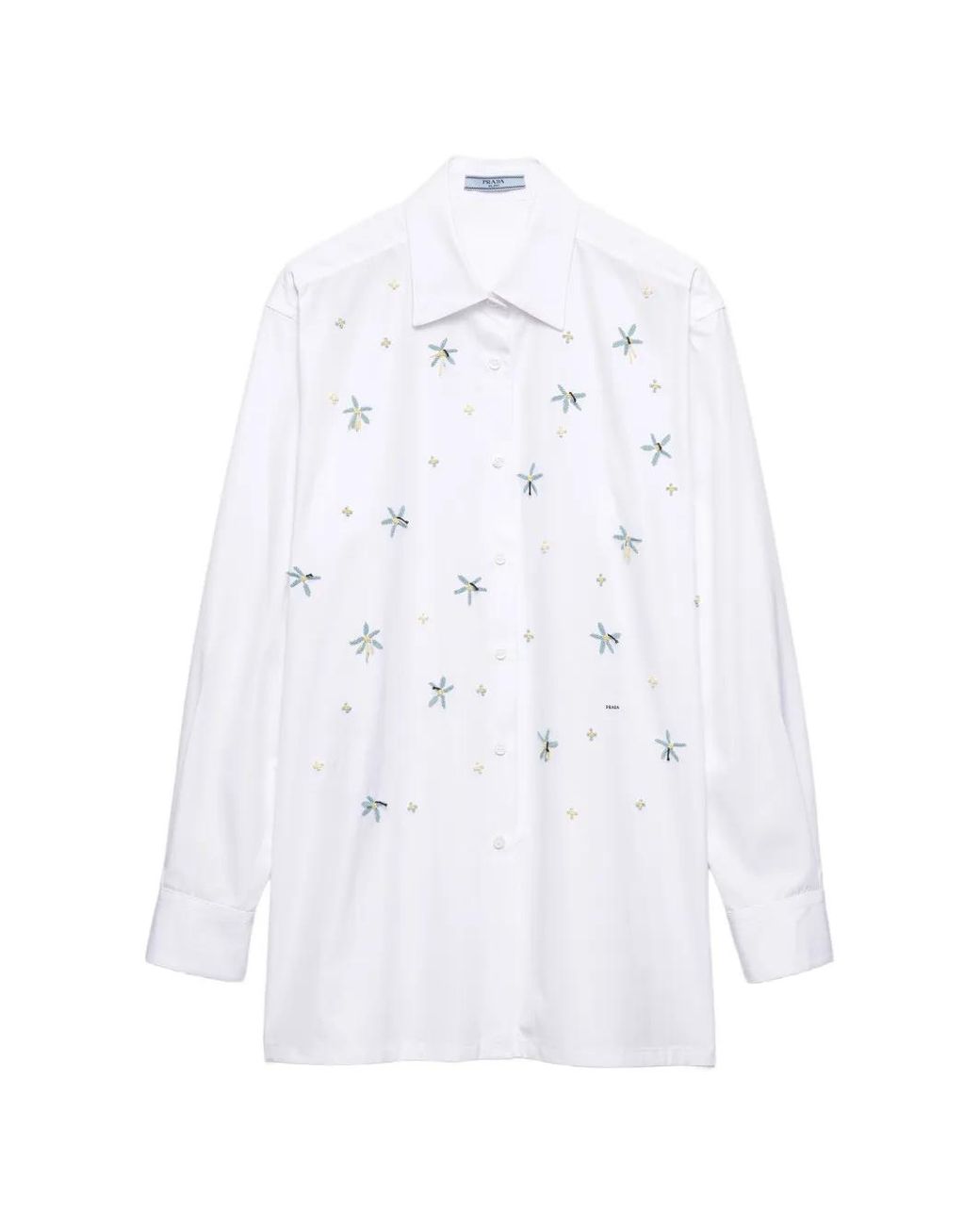 Prada White Embroidered Poplin Shirt