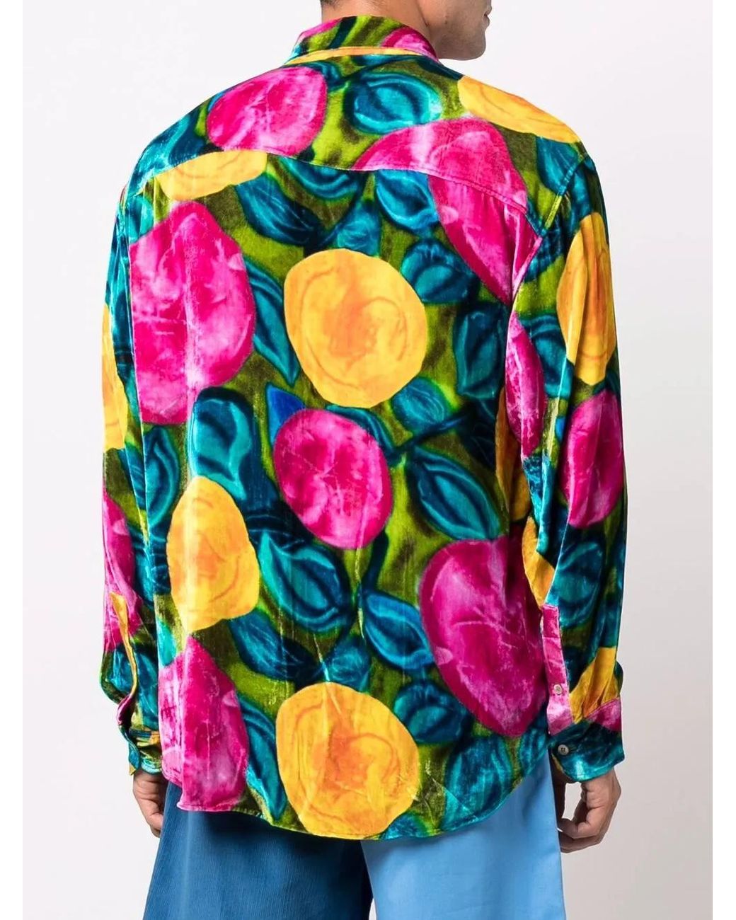 Marni Pink Floral-Print Velvet Shirt for men