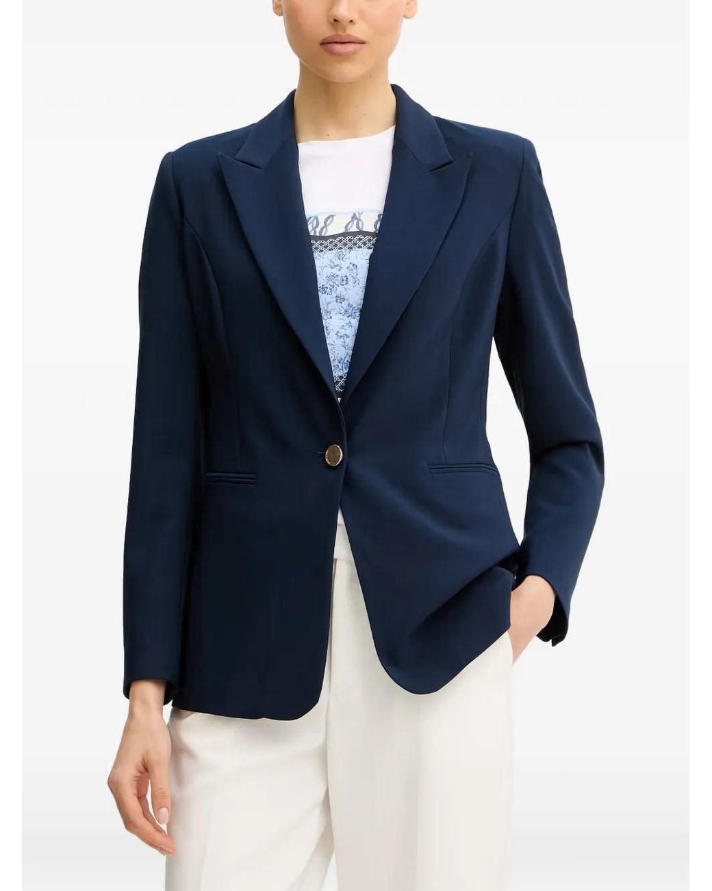 Fracomina Blue Single-Breasted Blazer