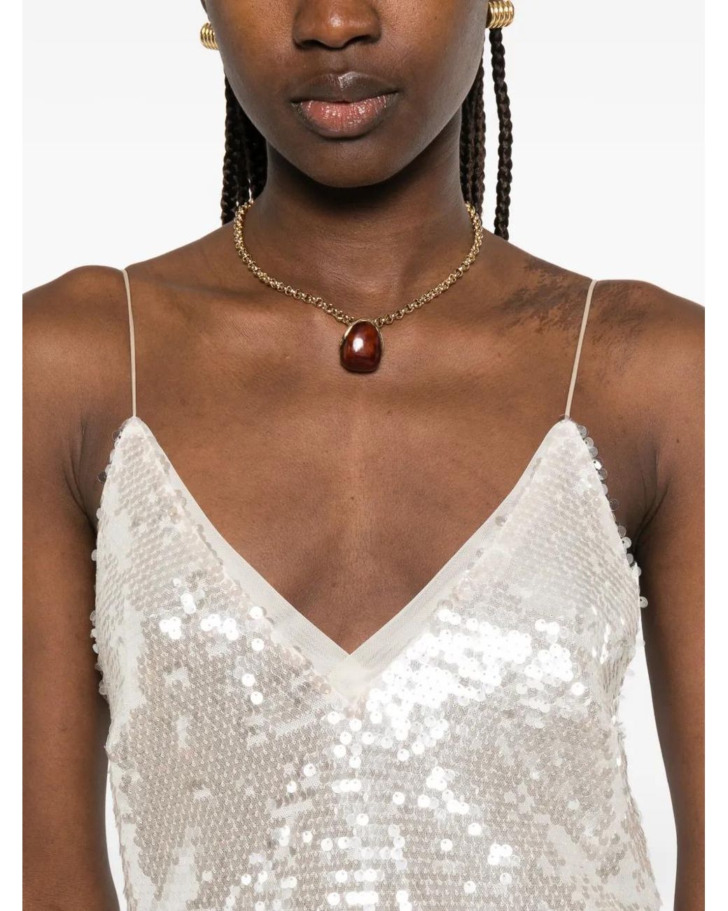 Forte_forte White Sequin-Embellished Maxi Dress