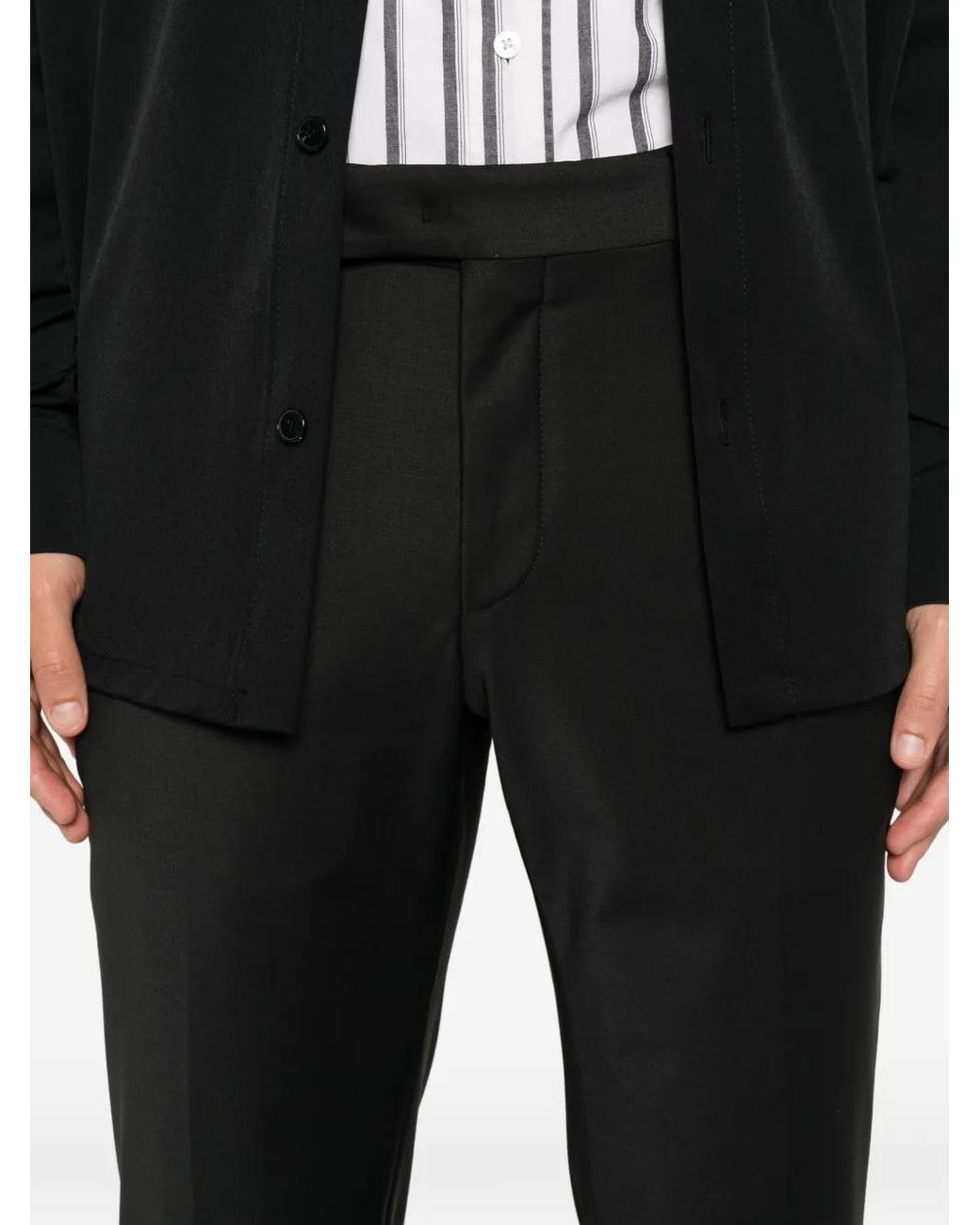 Karl Lagerfeld Black Pressed-Crease Tailored Trousers for men