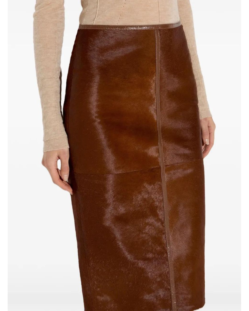 Elisabetta Franchi Brown Cowhide Skirt