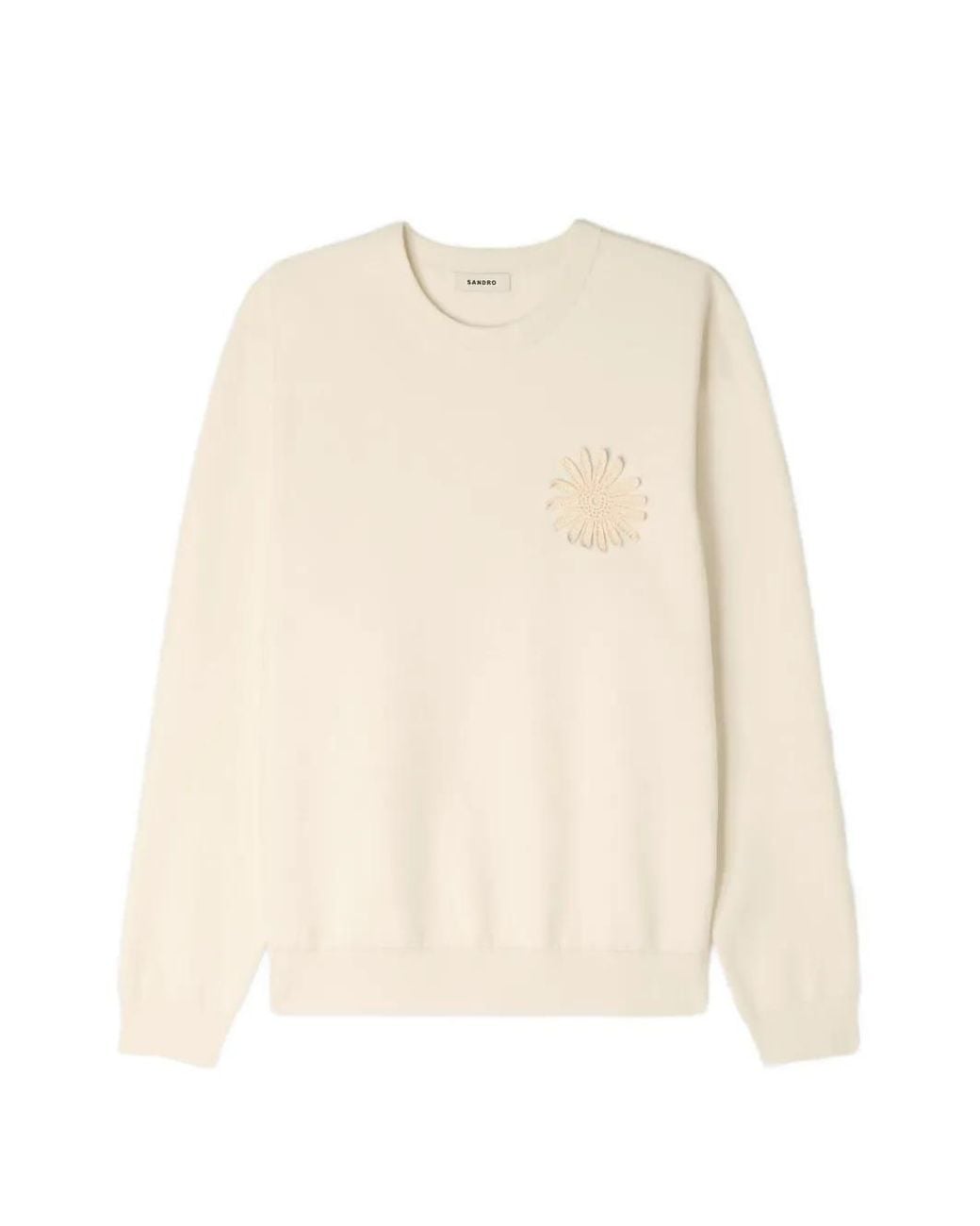Sandro Natural Flower-Patch Long-Sleeve Sweater for men
