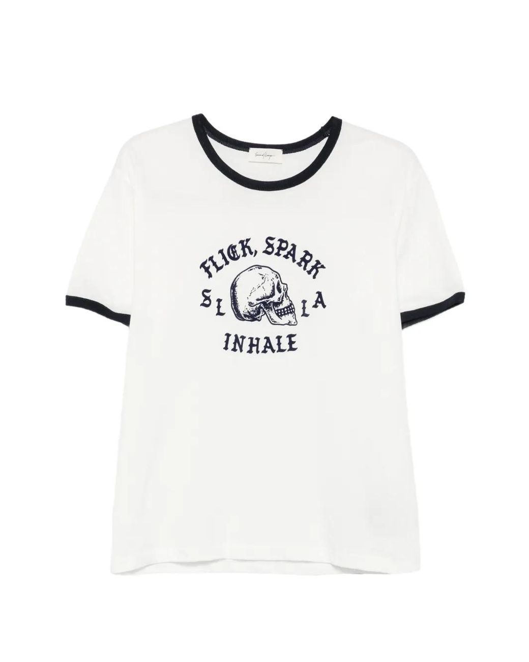 Second/Layer White Graphic-Print Cotton T-Shirt for men