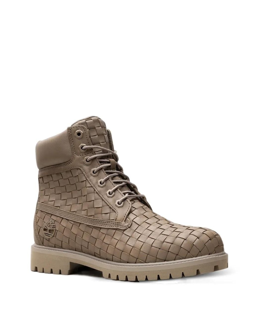Timberland Brown Woven Leather Hiking Boots for men