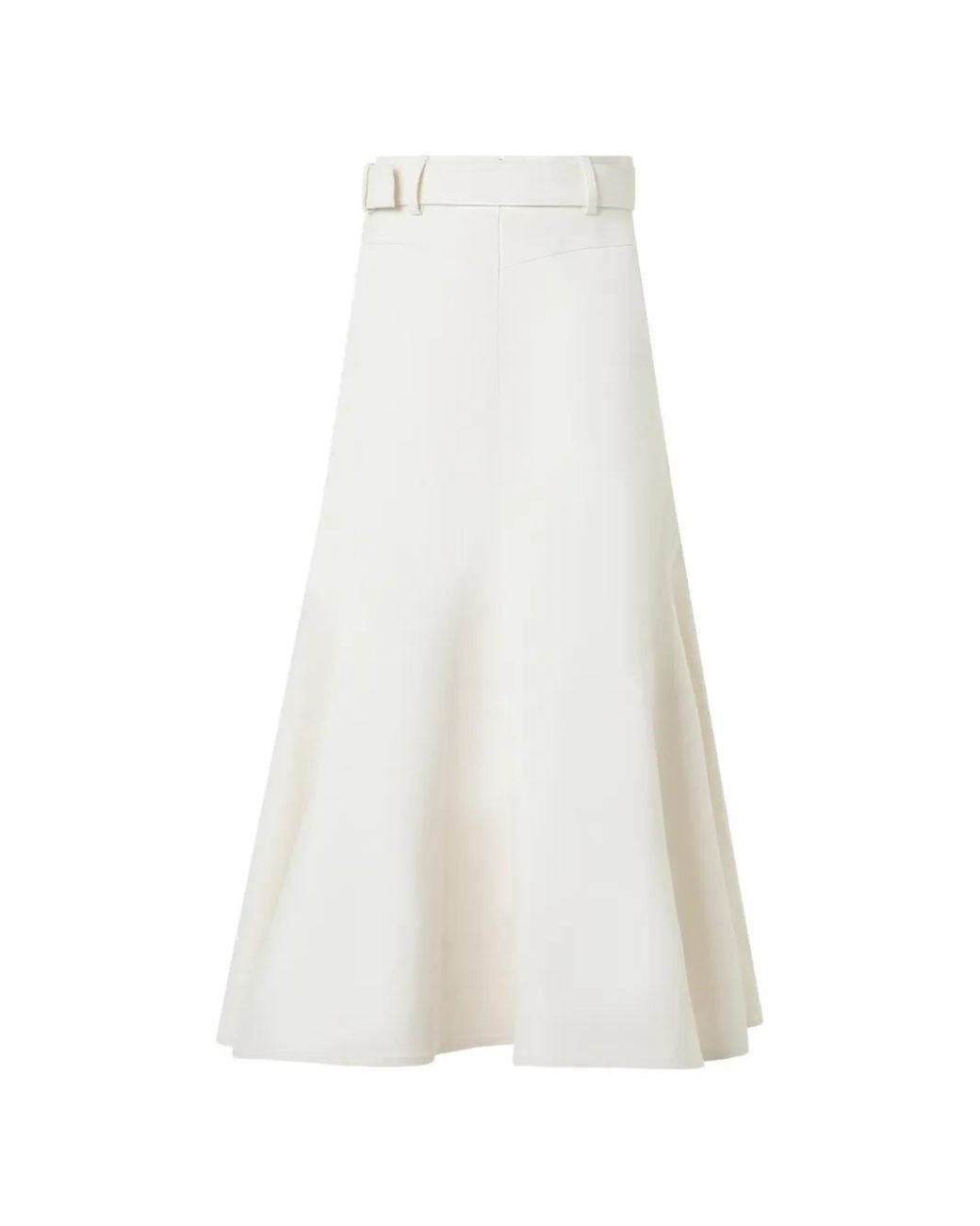 Akris White A-Line Belted Midi Skirt