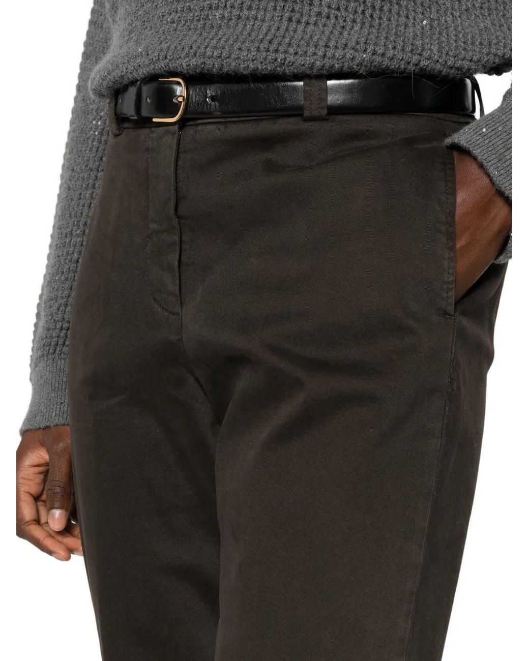 Peserico Black Cuffed-Hem Cropped Trousers