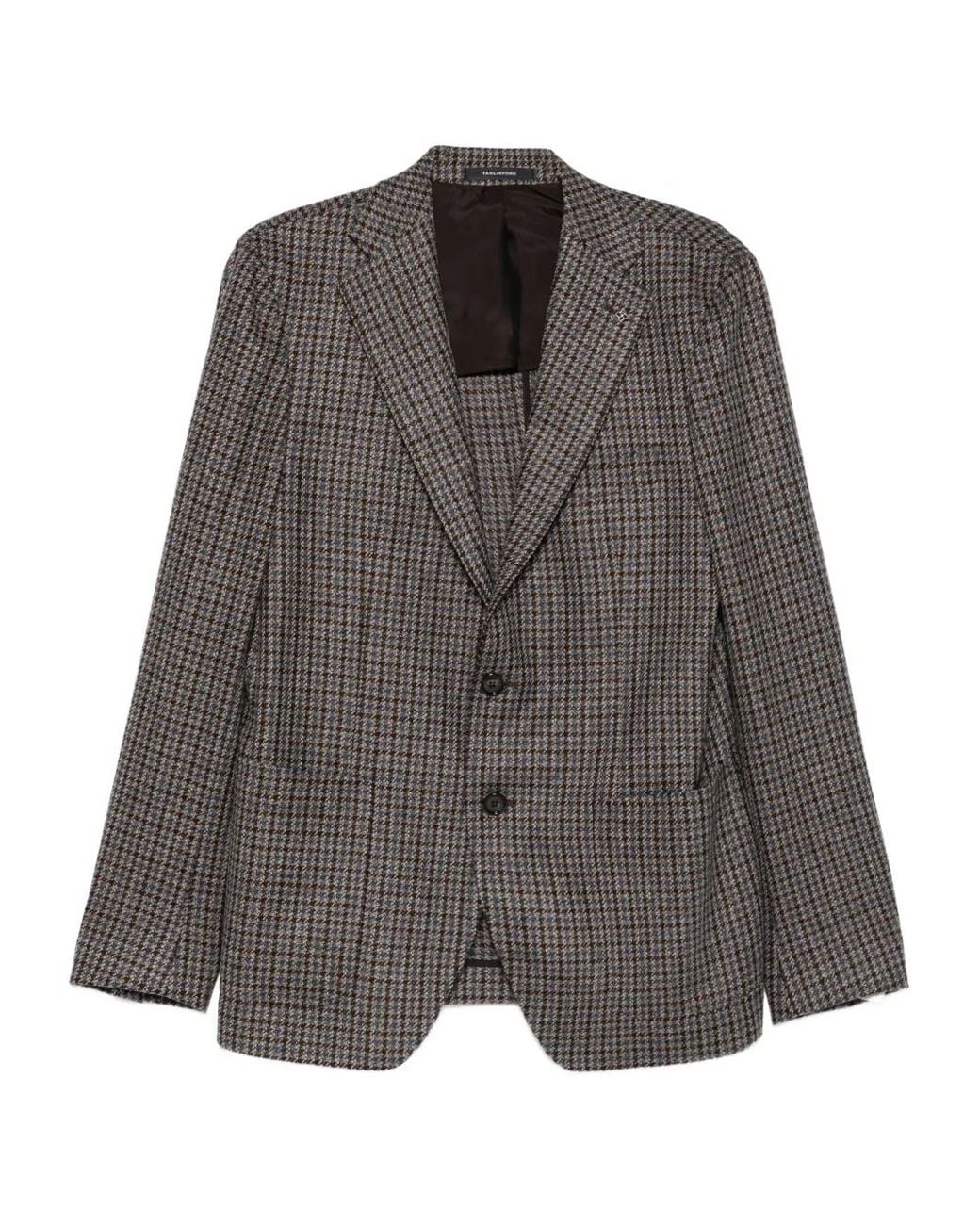 Tagliatore Gray Patterned Single-Breasted Jacket for men