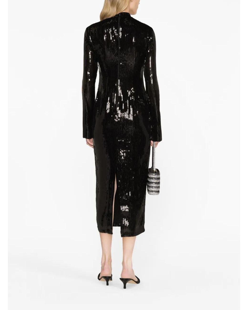 De La Vali Black Lazarus Sequined Midi Dress