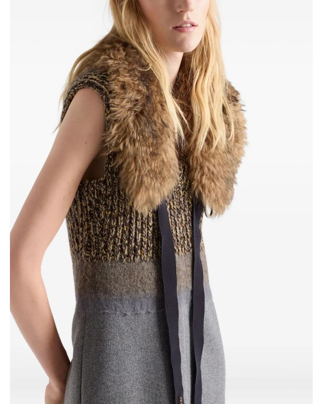 Prada Brown Wool V-Neck Dress