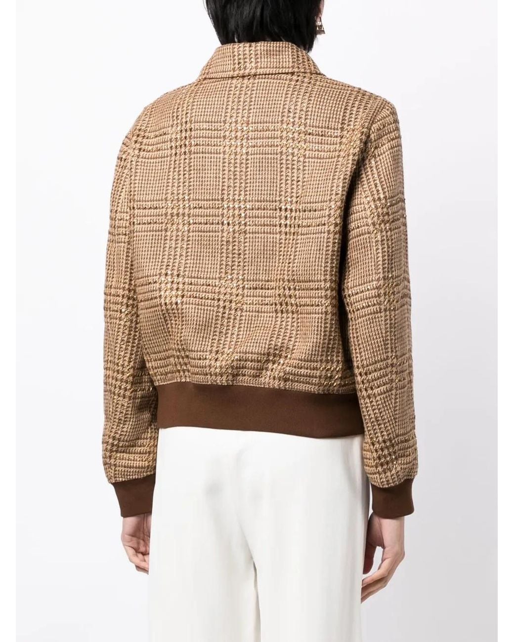 Ralph Lauren Brown Plaid-Check Bomber Jacket