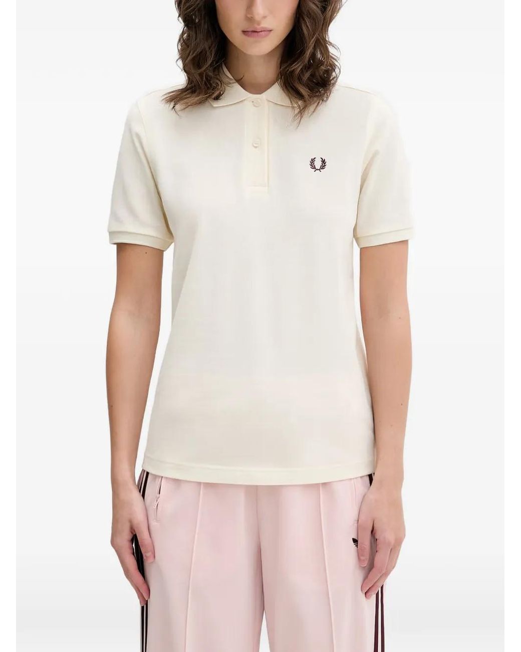 Fred Perry White Logo-Embroidered Polo Shirt
