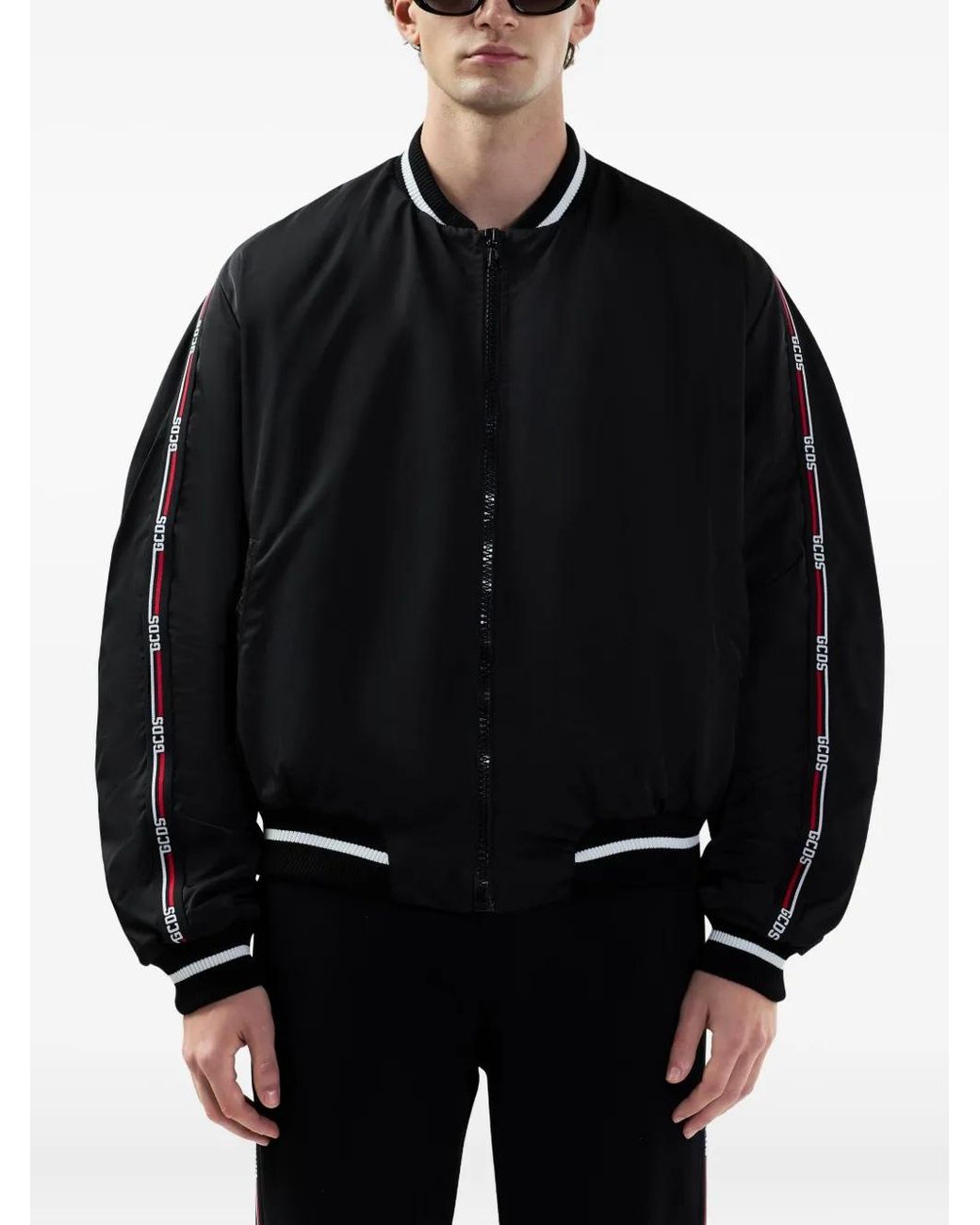 Gcds Black Logo-Embellishment Bomber Jacket for men