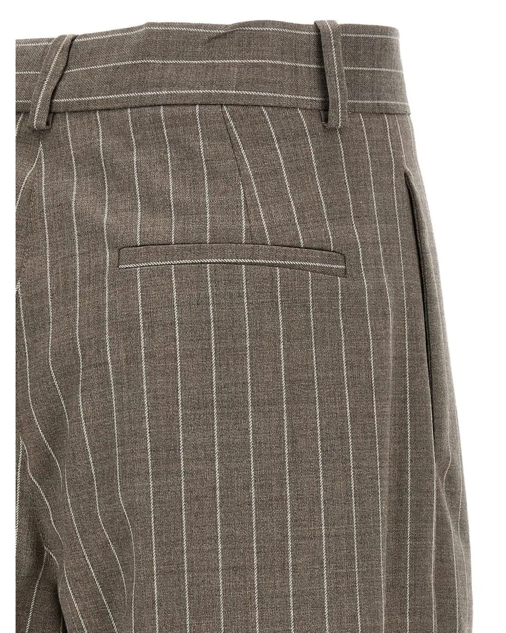 P.A.R.O.S.H. Gray Lassie Pinstripe-Pattern Shorts