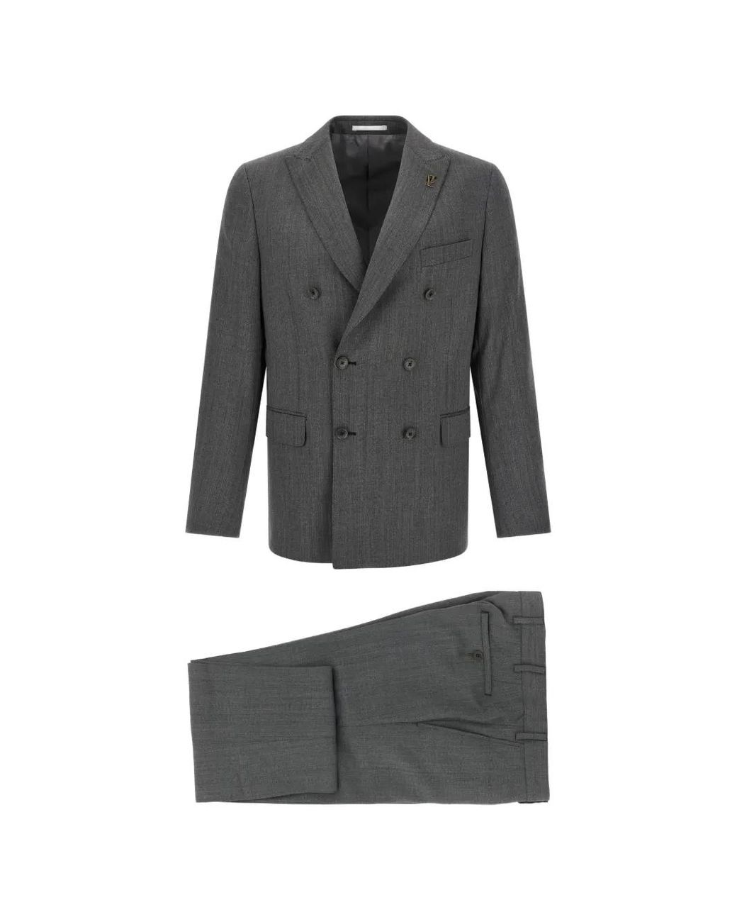 Pal Zileri Gray Herringbone Double-Breasted Suit for men