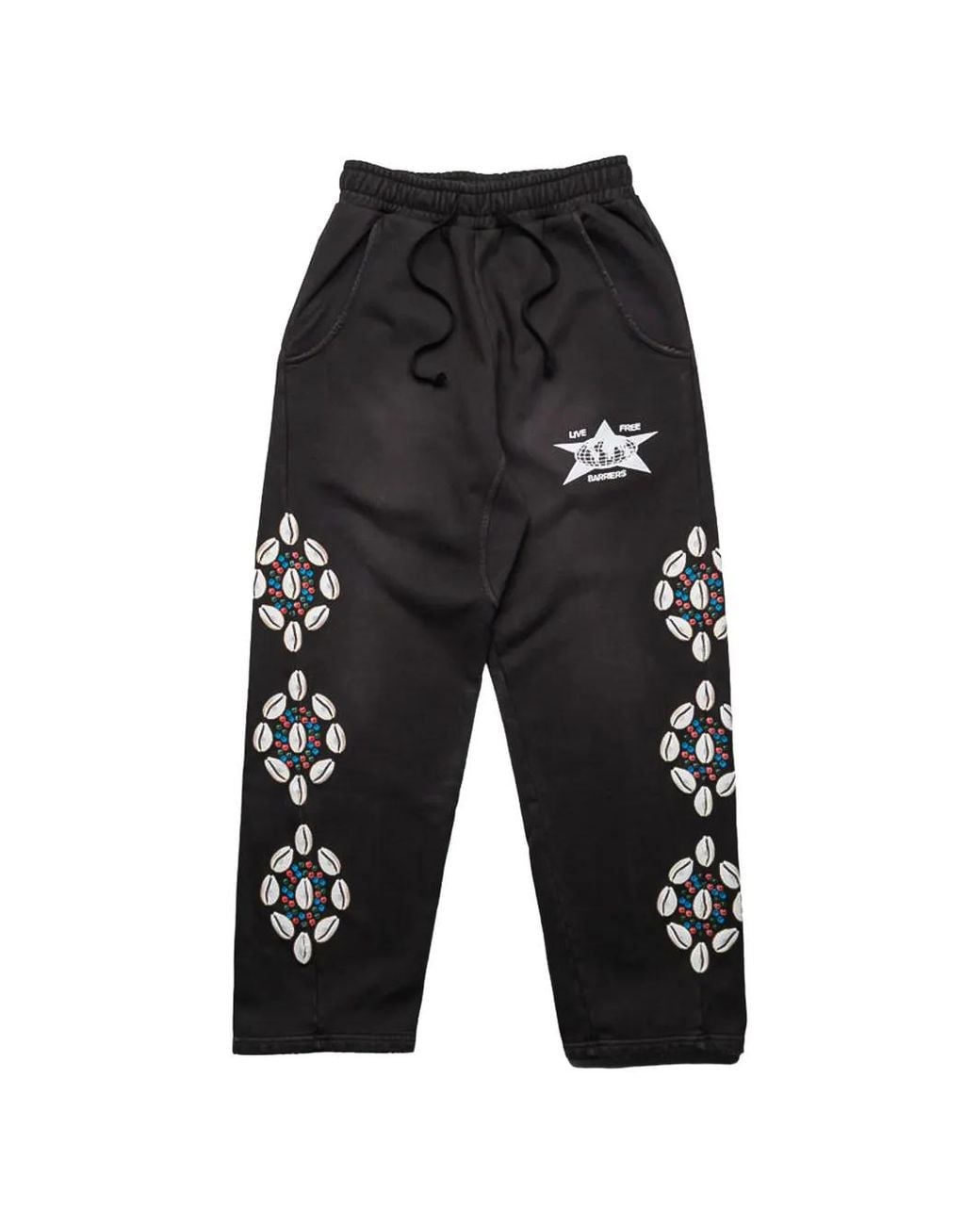 Barriers Black Cowrie Shell Track Pants for men