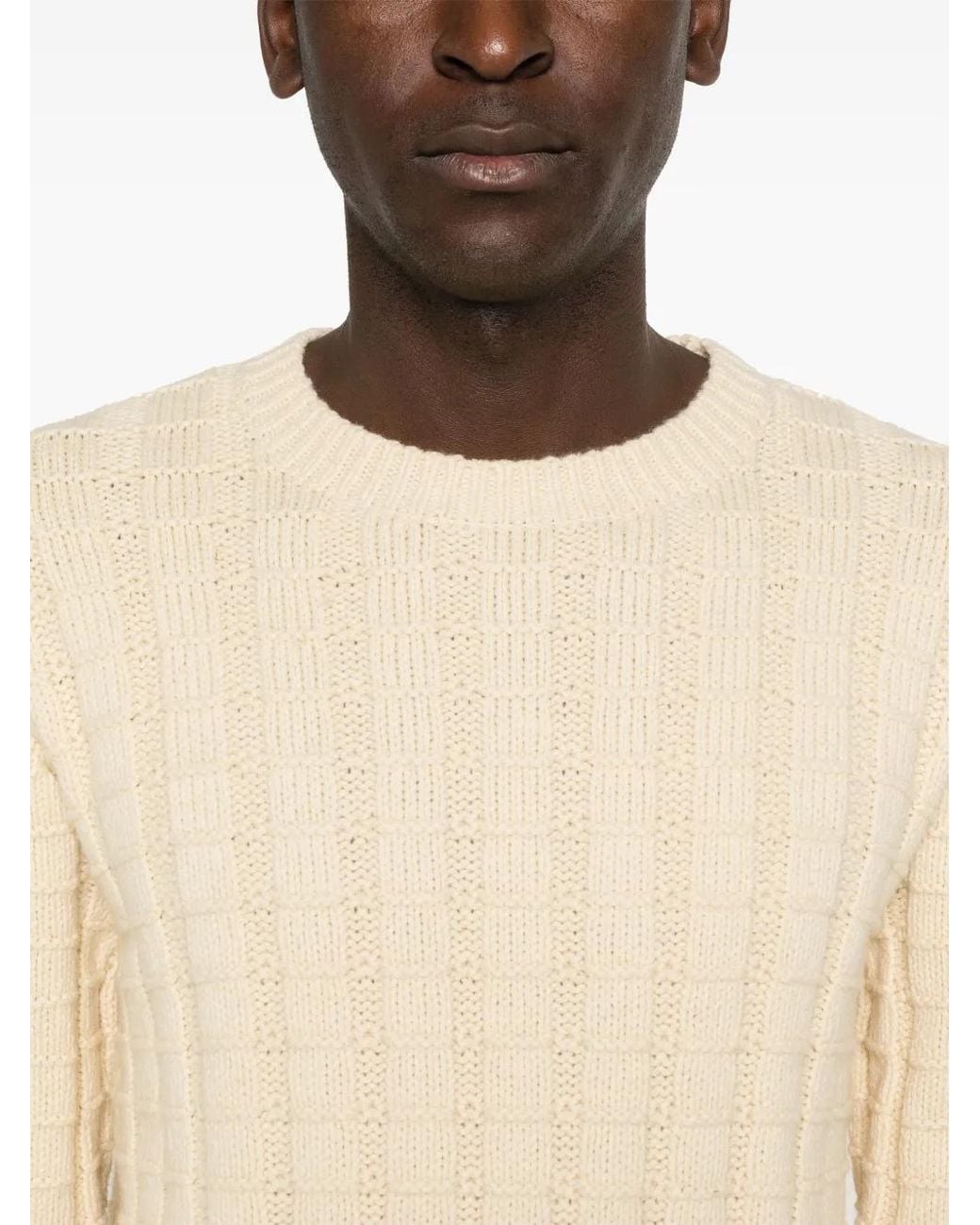 sunflower Natural Crew-Neck Ribbed Knitted Sweater for men