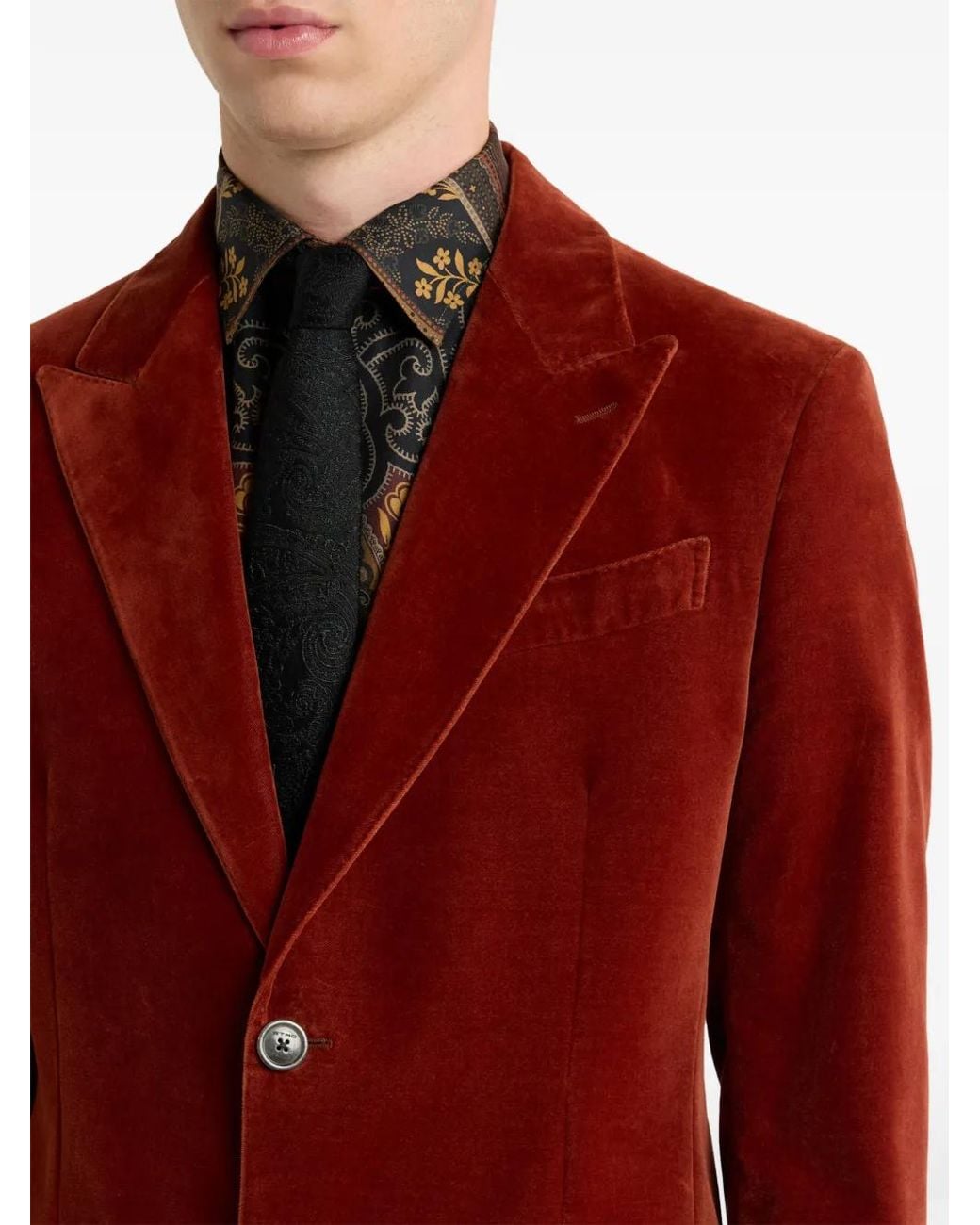Etro Single-Breasted Plain-Coloured Cotton Velvet Jacket for men
