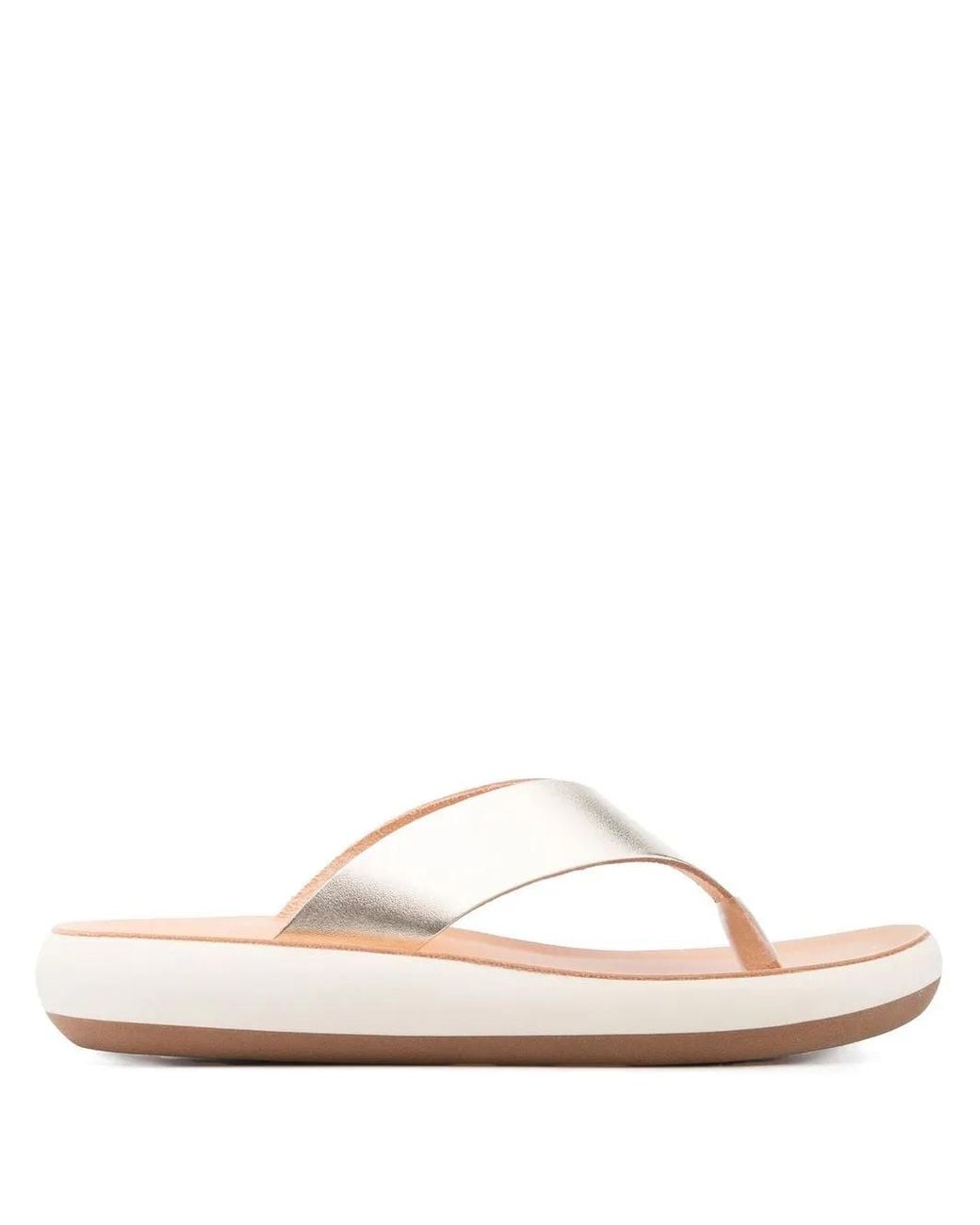 Ancient Greek Sandals White Leather Metallic Sandals