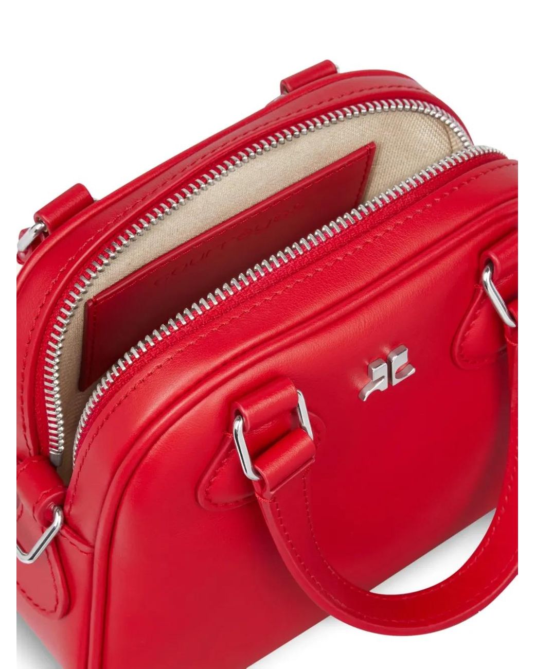 Courreges Red Ac Stud Tote Bag