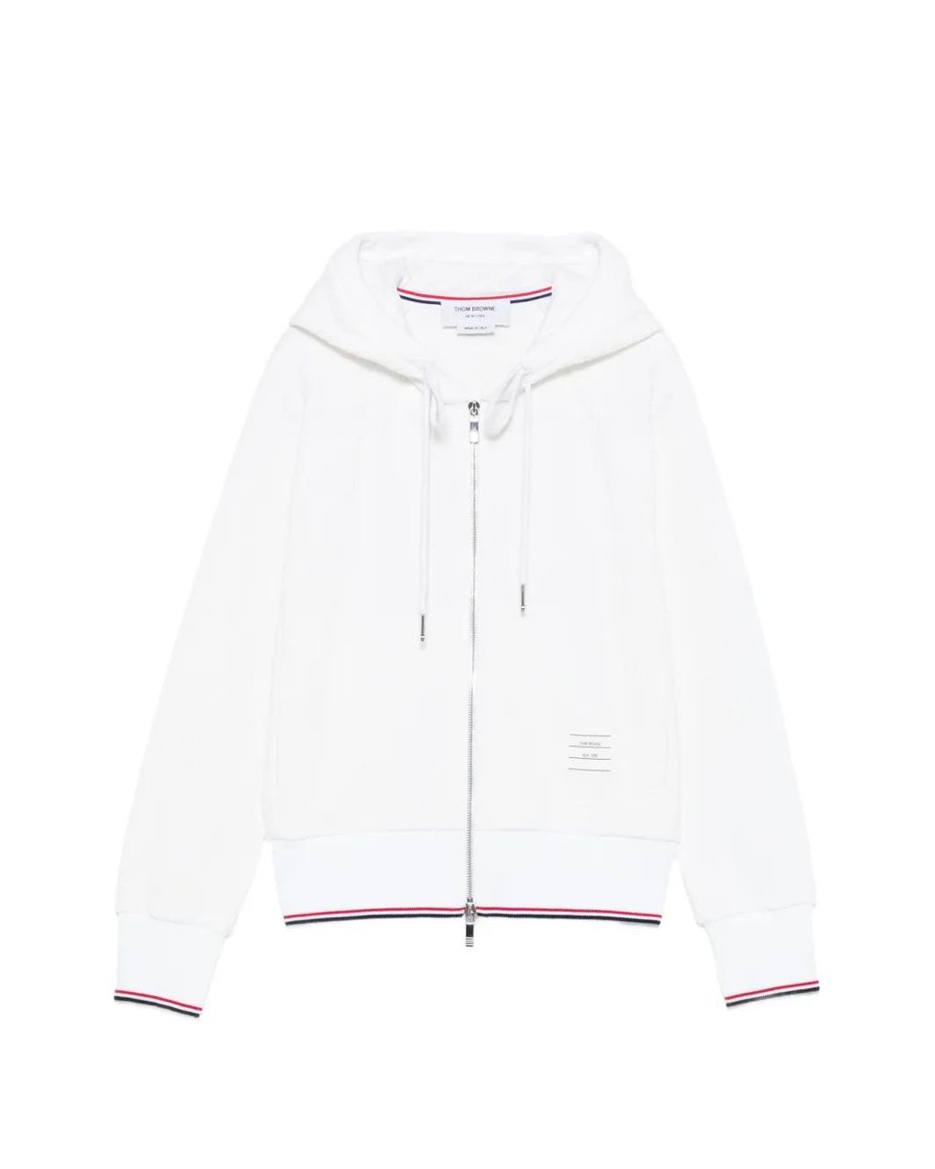 Thom Browne White Logo-Patch Hoodie
