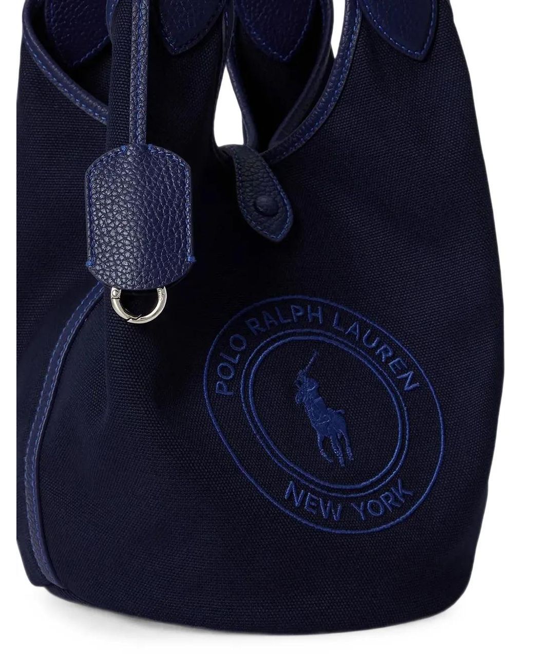 Polo Ralph Lauren Blue Sac Bordé De Cuir À Logo Brodé
