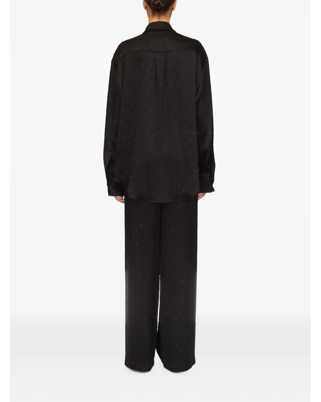 David Koma Black Star Rhinestone-Embellished Wide-Leg Trousers