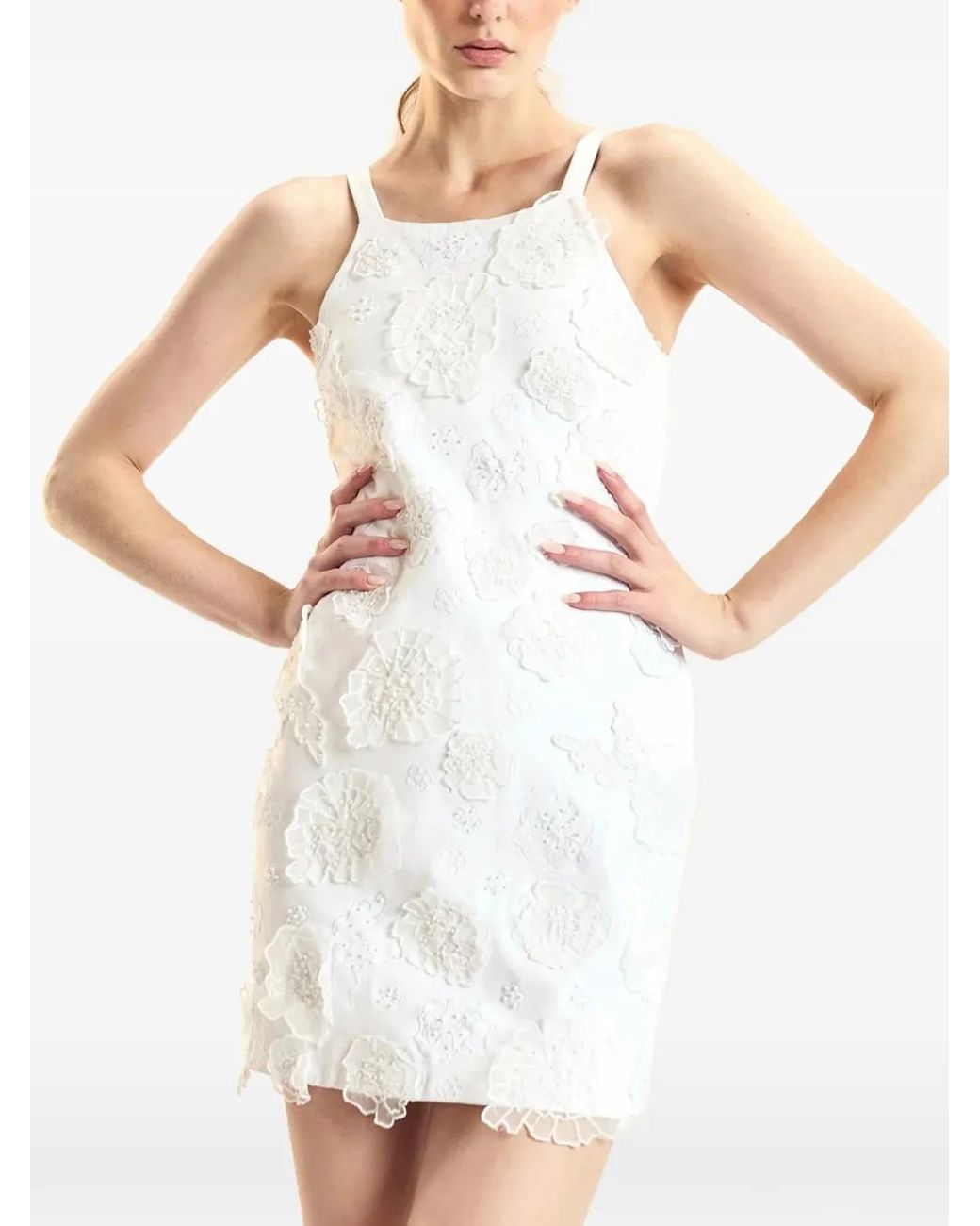 Cynthia Rowley White Floral-Appliqué Dress