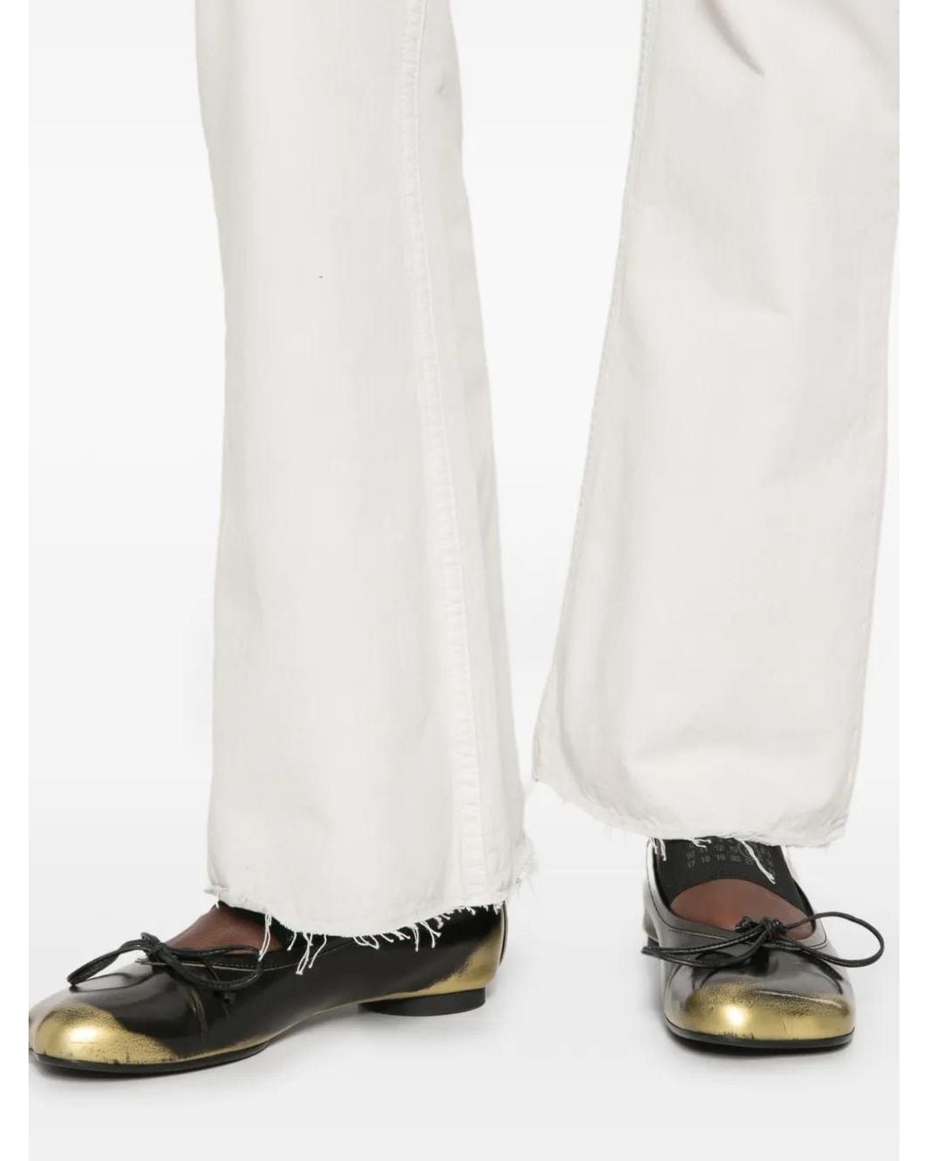 MM6 by Maison Margiela White Raw-Cut Flared Jeans