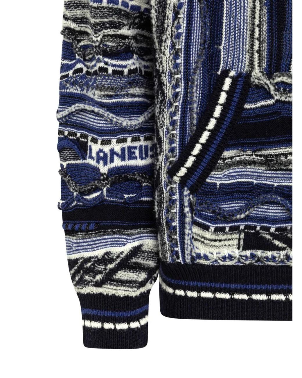 Laneus Blue Jacquard Boxy-Fit Hoodie for men