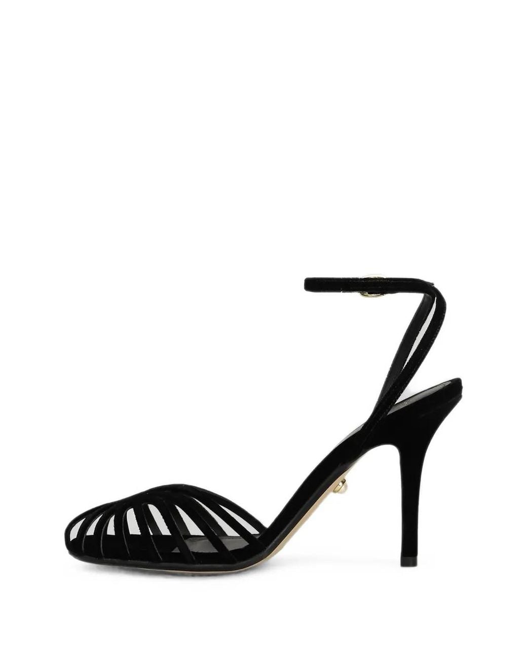 ALEVI Black Blake Cage-Strap Stiletto Sandals
