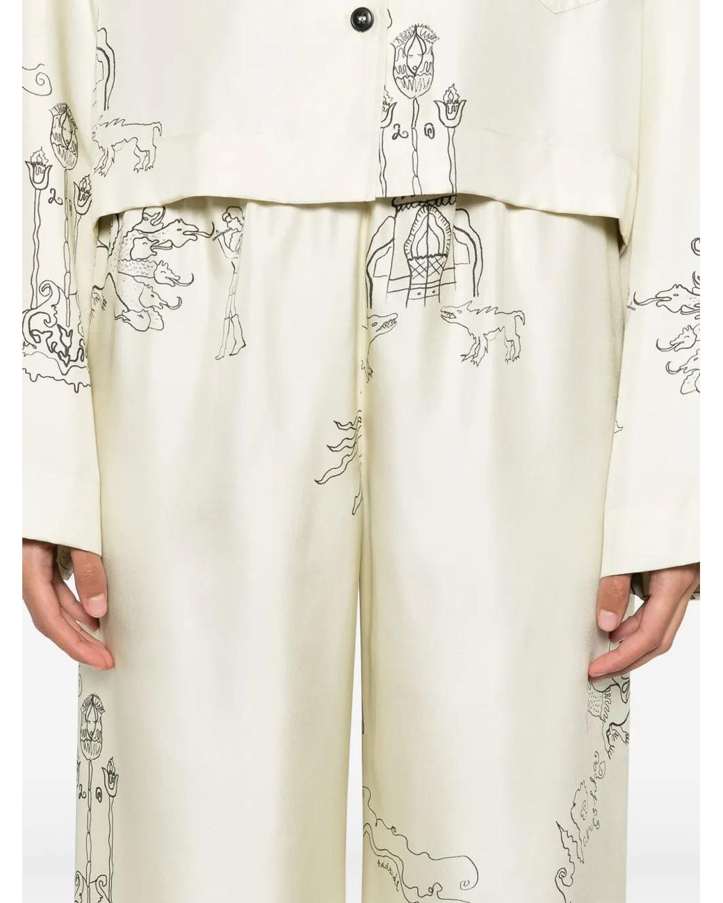 Nanushka Natural Satin Straight Trousers