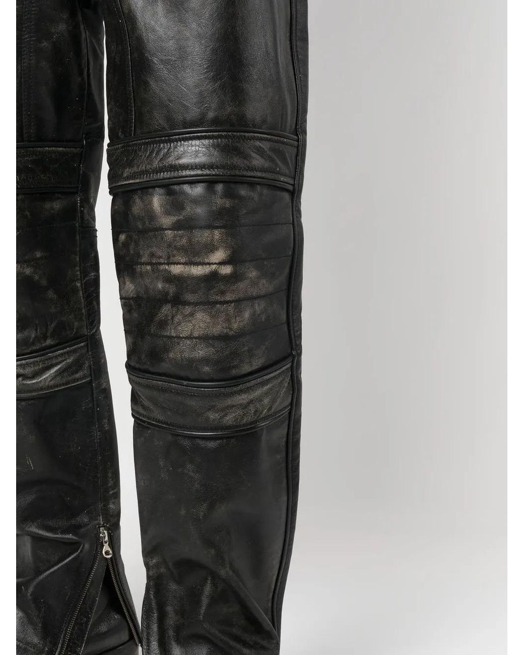 DIESEL Gray Slim-Cut Leather Trousers for men