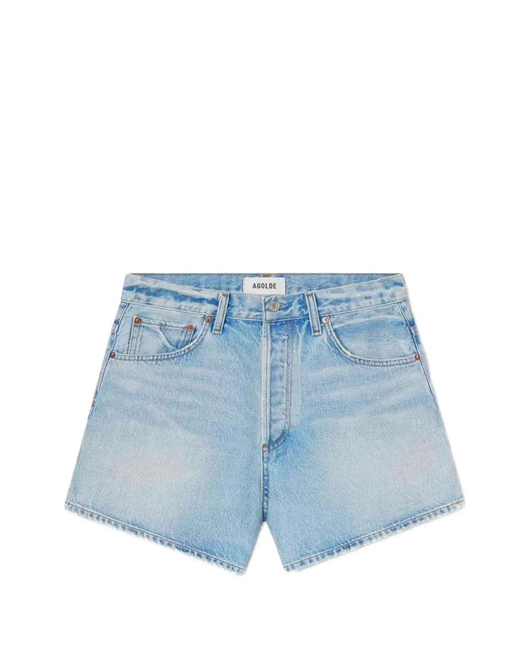Agolde Blue Short En Jean Boutonné