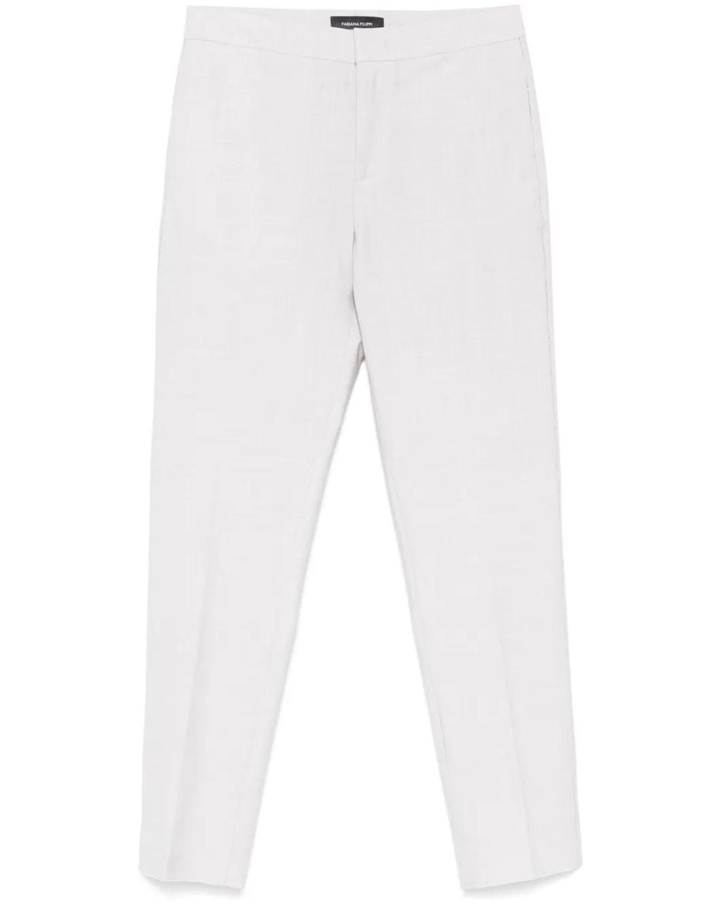 Fabiana Filippi White Crystal-Embellished Tailored Trousers