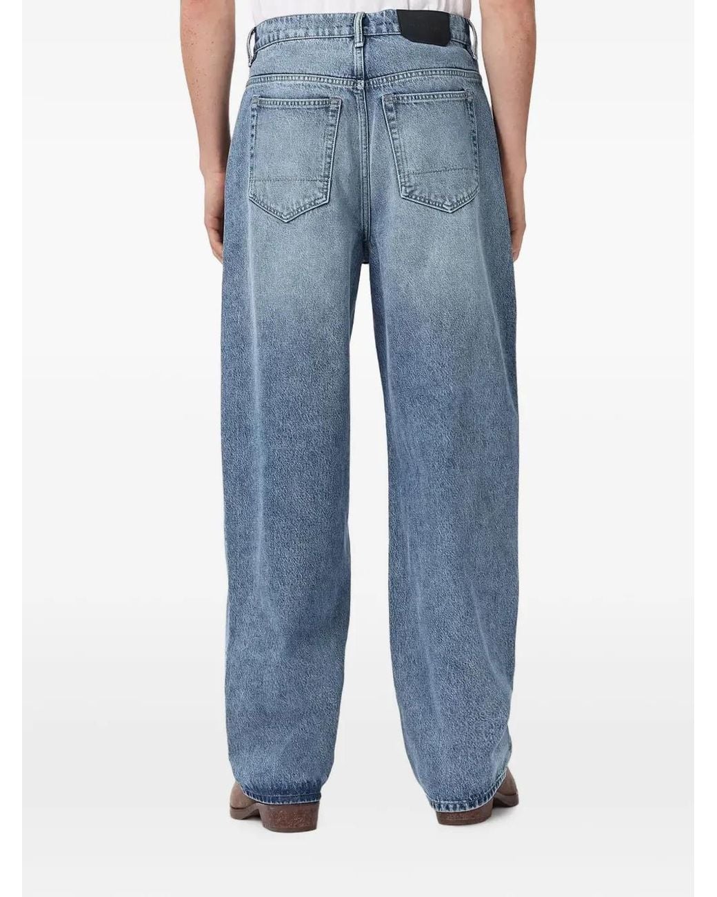 AllSaints Blue Faded-Effect Straight-Leg Jeans for men