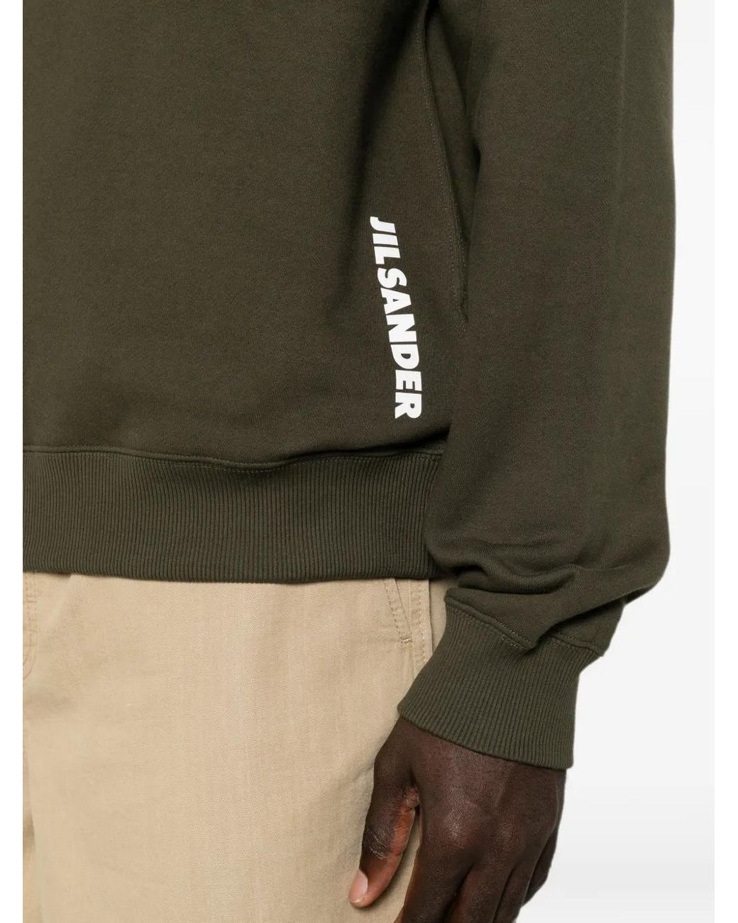 Jil Sander Green Hoodie À Logo Imprimé for men