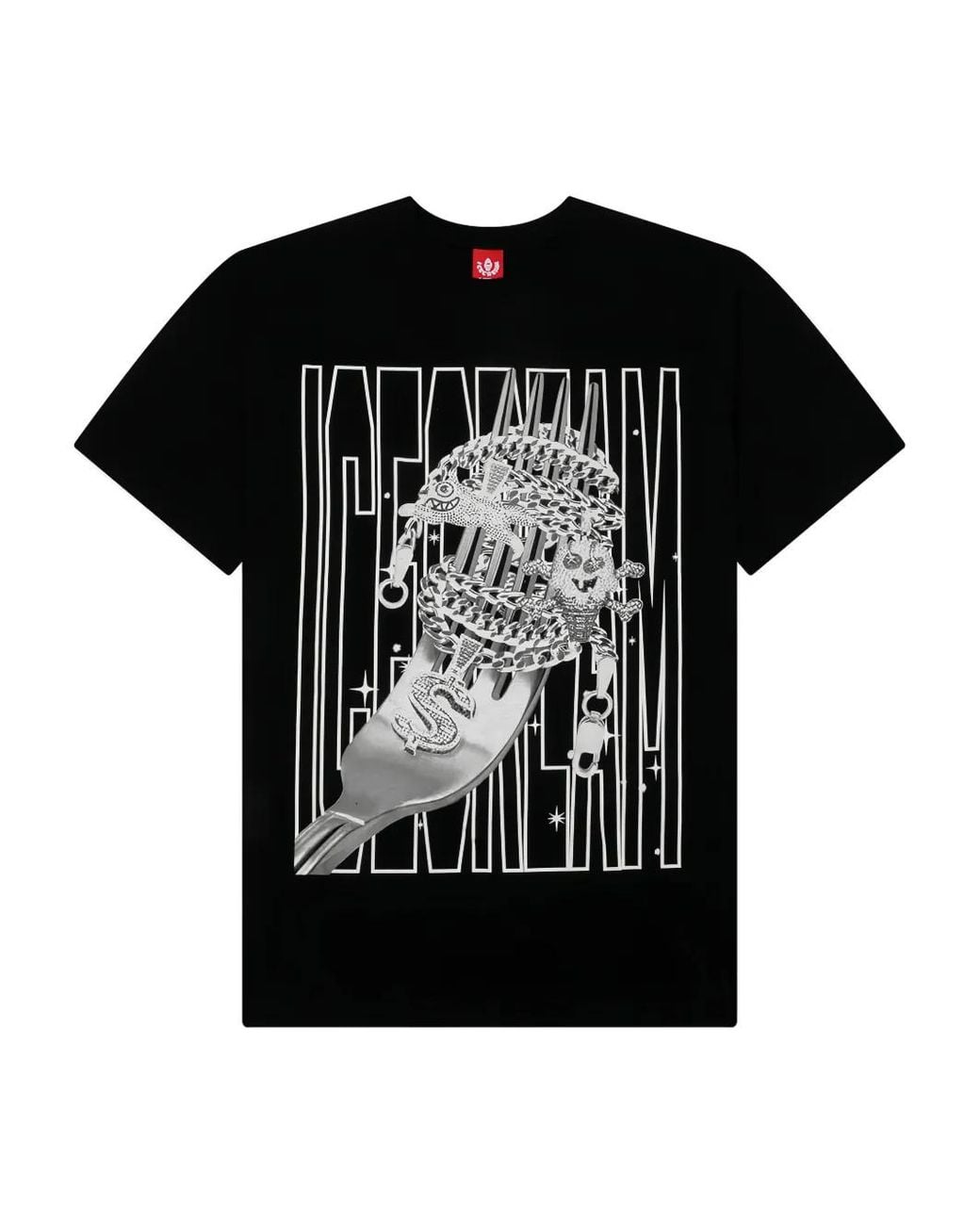 ICECREAM Black Pasta Graphic-Print T-Shirt for men